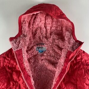 Columbia Jacket Girls XL 18/20 Pink Bella Plush Quilted Plush Fuzzy Hooded YOUTH